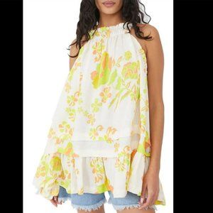 FREE PEOPLE Womens Yellow Fleur Tunic Sleeveless Strapless Top Size M